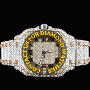 Best Personalized Moissanite Diamond Square Dial With Roman Numerals Full Iced Mechanical Watch for Man's Party Wear Collection - Product Image 2