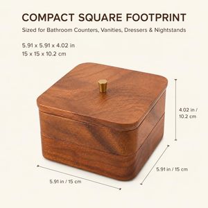Contenedor Organizador de Almacenamiento de Algodón, Hisopos y Bolas de Algodón con Tapa, de Madera Natural, para Baño, Estilo Boticario, para Hotel, Venta al por Mayor - Product Image 6