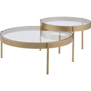 Mesa lateral de anidación moderna, conjunto de dos piezas de oro y mármol para decoración del hogar, superventas - Product Image 5