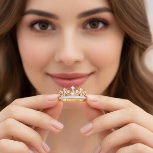 แหวนเพชรทรงมงกุฎทองคำ ดีไซน์หรูหรา ของขวัญวันครบรอบแต่งงานสำหรับเธอ - Product Image 3