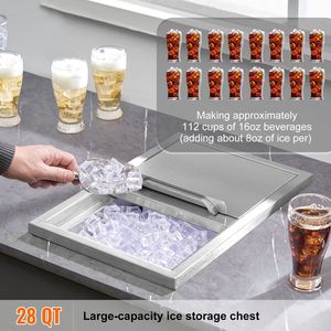 Contenitore per Ghiaccio Commerciale in Acciaio Inox 18"L X 12"W X 14.5"H 40.9qt con Coperchio Scorrevole, Kit per Cucina Esterna - Product Image 2