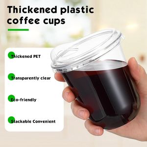 Vasos Desechables de Plástico Transparente con Tapas para Bebidas Frías, Café y Smoothies - para Cafeterías y Servicios de Comida para Llevar - Product Image 3