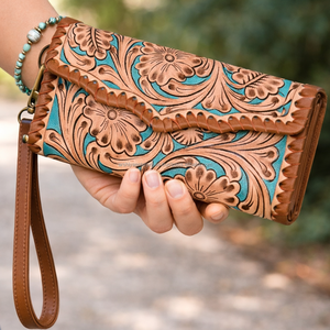 Bolsos de Noche Hechos a Medida, con Diseño Floral, Hechos a Mano en Cuero Vacuno Genuino, Cartera de Mano para Teléfono, para Mujer - Product Image 4