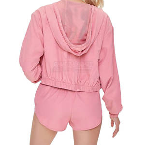 Women Windbreaker Jacket and Shorts Set Breathable Sportswear for Fitness Workout Windbreaker Short Set - Product Image 2