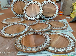 Eid Ramadan Mubarak Madera madre de perla incrustaciones Artística Eid Mubarak Party Serving Vajilla EID Musulmán Ramadán Decoración - Product Image 4