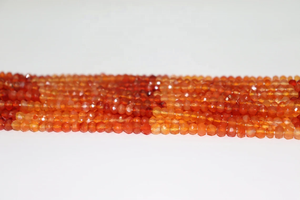 Cuentas Rondelle facetadas de cornalina natural Cuentas de piedras preciosas sombreadas Hilo de cuentas de cornalina - Product Image 4