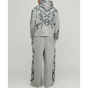 Survêtement d'hiver pour homme de qualité supérieure, 100 % coton épais, à capuche, décontracté, coupe ample, respirant, écologique et durable, couleur unie - Product Image 4