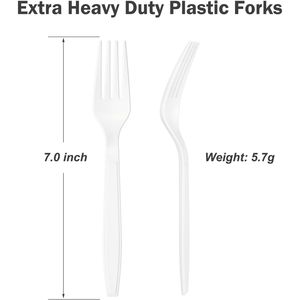 Lot de 360 fourchettes jetables en plastique blanc extra résistantes, sans BPA, résistantes à la chaleur et solides pour les fêtes - Vente en gros - Product Image 2