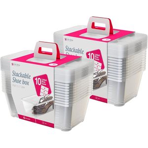 Set di 10 Scatole di Plastica Trasparente Impilabili da 6 Litri, Contenitori Organizzatori per Scarpe con Coperchi per Uso in Camera da Letto - Product Image 2