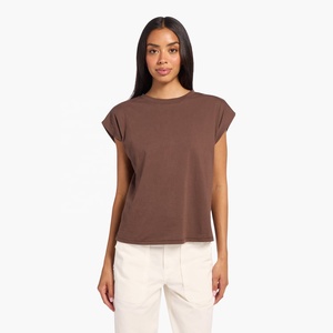 Hot-selling New 100% Cotton Streetwear Solid-Color O-Neck Women's Cap Sleeve Loose Jersey Cap Sleeve T-shirt Summer Women <b>TShirt</b> - Product Image 1