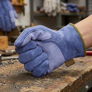 High Performance Anti-static Anti-slip <b>Driver</b> Working <b>Gloves</b> Reinforced Cowhide Split Leather Breathable Abrasion Resistant - Product Image 3