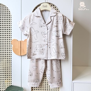 Ensemble de pyjama en viscose à manches longues pour filles SeunKids, imprimé de dessins animés, prix d'usine, Vietnam - Product Image 2
