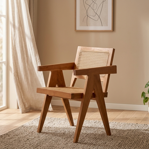 Chaise de salle à manger de luxe Kuka, fauteuil en teck artisanal, design de pieds en V, résistant à l'eau, durable pour l'hôtellerie haut de gamme - Product Image 1