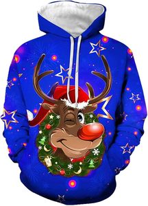 Sudadera con capucha navideña de anime para hombre, negra, con estampado 3D, suéter tejido, ropa informal de invierno - Product Image 2