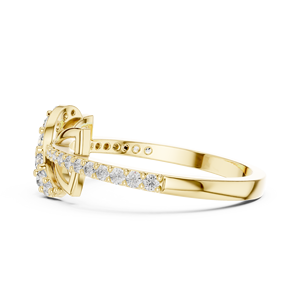 Anillo de Diamantes con Nudo Infinito de Lujo para Mujer |   Diseño Geométrico Cruzado |   Engaste Micro Pavé |   Anillo de Moissanita - Product Image 3