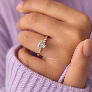 Heart Cut Lab Grown <b>Diamond</b> Engagement <b>Ring</b> 14K Solid Gold with Side accent <b>diamonds</b> IGI Certified <b>Diamond</b> <b>ring</b> for Women - Product Image 5
