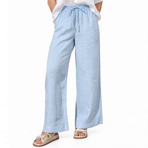 Pink Button Waist with Pocket <b>Trouser</b> Pant for Women Loose Fit Cotton <b>Linen</b> <b>Trouser</b> - Product Image 4