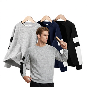 Sudadera Gris para Hombre, Cuello Redondo, Manga Raglán, Bloques de Color, Estilo Casual, Corte Regular, Tejido de Punto, 100% Algodón, Secado Rápido, Larga - Product Image 3