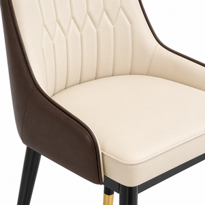 Chaise de salle à manger moderne en cuir PU et mobilier de maison avec dossier rembourré, pieds en métal noir et accents dorés pour hôtel - Product Image 3