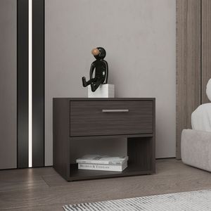 Comodino Alpine da 18 pollici con un cassetto e un ripiano, in noce scuro, per camera da letto e soggiorno - Product Image 1