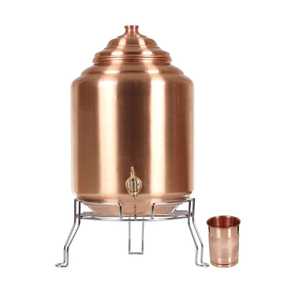 Pure Copper Water Dispenser Tank Bottom Hammered Finish Storage Pot Matka <b>Jar</b> Container with Spigot <b>Tap</b> - Product Image 2