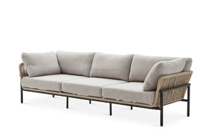 Contemporary Outdoor <b>Rattan</b> <b>Sofa</b> Set With Steel Frame Weather Resistant 3 Seater Garden Furniture - Product Image 2