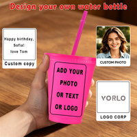 Nouvelle idée : Gobelet à café glacé en plastique pailleté avec logo personnalisé, anti-fuite, réutilisable, pour boissons froides, avec couvercle et paille