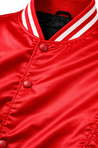 Chaqueta Varsity de Satén de Alta Calidad para Hombre, Chaqueta de Satén Suave con Botones, Estilo Urbano Unisex Personalizable - Product Image 6