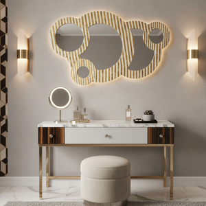 Resin Wall <b>Mirror</b> 40.5" x 22.5" <b>Large</b> Decorative <b>Mirror</b> for Living Room Bedroom Bathroom | Elegant Designer <b>Frame</b> Modern Home - Product Image 5