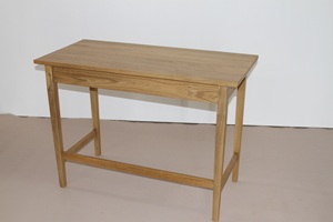 Table console en teck massif, artisanale, en rotin, avec 2 tiroirs - Product Image 4
