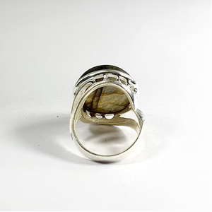 <b>Large</b> Labradorite Stone with High Quality Sterling Silver Handmade <b>Ring</b> for Unisex Perfect Gift on Occasions & Daily Wear - Product Image 4