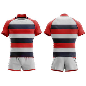 Ensemble d'uniformes de rugby 100 % polyester respirant, à séchage rapide et anti-humidité, personnalisable par sublimation, en gros, éco-responsable, maillot de rugby d'équipe - Product Image 1