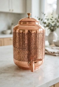 Dispensador de Agua de Cobre al por Mayor con Grifo y Soporte, Dispensador de Cobre Puro Hecho a Mano con Tapa para Hoteles, Restaurantes y Servicios de Catering - Product Image 4
