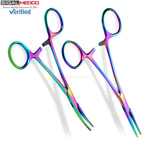 Juego de 2 Pinzas Hemostáticas Manuales Curvas y Rectas de Acero Inoxidable de 7.1 Pulgadas con Bloqueo para Cirugía General - Product Image 2