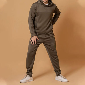 Survêtement à capuche pour hommes grande taille, gris uni, décontracté, sweat-shirt long avec poches latérales, taille élastique, coupe ample, vêtements d'automne - Product Image 3