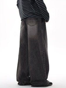 Jeans baggy bleu clair déchirés pour homme |   Pantalon en jean décontracté à jambes larges, effet délavé rétro |   Pantalon décontracté à jambe droite style streetwear - Product Image 5