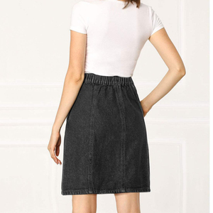 Falda vaquera Y2K de algodón 100% OEM al por mayor, faldas de moda con botones, cintura alta, longitud media, sexy, casual, para mujer - Product Image 4