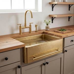 Évier de cuisine de luxe en laiton massif, fait main, cuve profonde, design élégant, idéal pour les projets de cuisines résidentielles et commerciales haut de gamme - Product Image 1