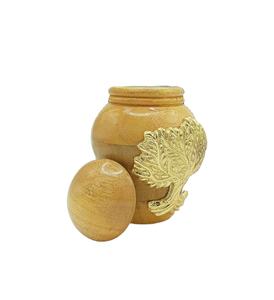 Wooden Cremation Urns for Ashes Adult Male/Female -Beautiful Unique 3D Style Decorative Urns W/<b>Velvet</b> <b>Bag</b> -5" (Tree of Life) - Product Image 1