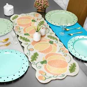 High Quality Cotton <b>Table</b> <b>Runner</b> Embroidered Beaded Design Luxury Patterned Kitchen Home Decor Mat for Christmas Low Price - Product Image 2