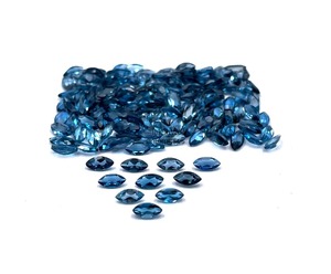 Topacio Azul de Londres Natural, Corte Marquesa, Piedras Sueltas de 3.5mm y 7mm, Topacio Azul Facetado, Venta al Por Mayor para Joyería - Product Image 1