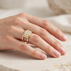 Bague sophistiquée en moissanite double pavé, en argent sterling 925 massif, design élégant pour l'amélioration de la bague Oura - Product Image 4