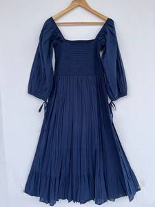 Robe longue boutonnée en pur coton pour femme et fille, col en V, imprimé floqué, longueur genou, écologique, tendance, décontractée, pour soirée d'été - Product Image 6