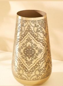 Jarrón de latón antiguo con patrón floral tallado a mano, diseño clásico para flores, plantas verdes, decoración del hogar - Product Image 5