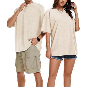 Vintage Washed Men T <b>shirts</b> Heavyweight 240GSM Cotton Drop Shoulder Cream Plain Loose Fit Streetwear Apparel - Product Image 2