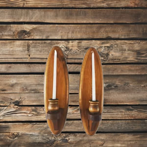 Juego al por mayor de 2 candelabros de pilar de madera hechos a mano soporte de madera montado en la pared de la playa Vintage para la decoración del hogar - Product Image 2