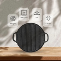 Plaque de cuisson réversible classique en fonte de 30 cm, robuste, double face, compatible induction, écologique, pour cuisinière à gaz