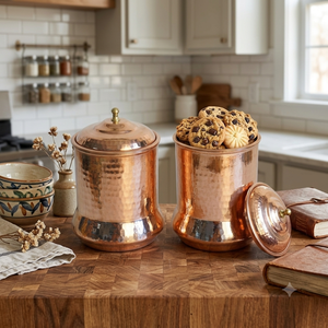 Handcrafted Hammered Copper <b>Storage</b> Canister with Lid Copper Cookie <b>Jar</b> <b>Kitchen</b> <b>Storage</b> Container Tea Coffee Sugar <b>Jar</b> - Product Image 4