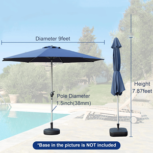 Ombrellone da Patio da 2,7 m con Manovella Inclinabile a Pulsante, Protezione UV, Impermeabile, Ombrellone da Giardino per Esterni 8 - Product Image 6