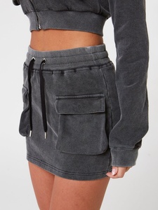 Ensemble de survêtement décontracté pour femmes, couleur unie, manches longues, col rond, short à cordon de serrage, en coton et élasthanne, pour l'automne - Product Image 4